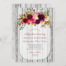 Rustikale Holzmaske Babydusche Einladung