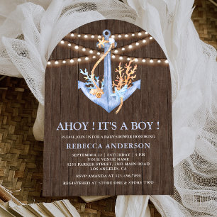 Rustikale Holznachbildung Anker Tor Baby Shower Einladung