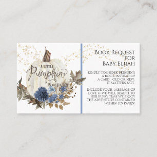 Rustikale Holznavy Blue Floral Pumpkin Buchanfrage Visitenkarte