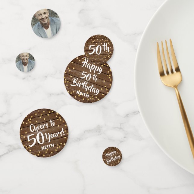 Rustikale Holzpanels Gold Country Happy Birthday Konfetti (Gruppe)