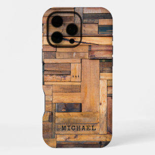 Rustikale Holzplanken Holz Personalisierter Name iPhone 16 Pro Max Hülle