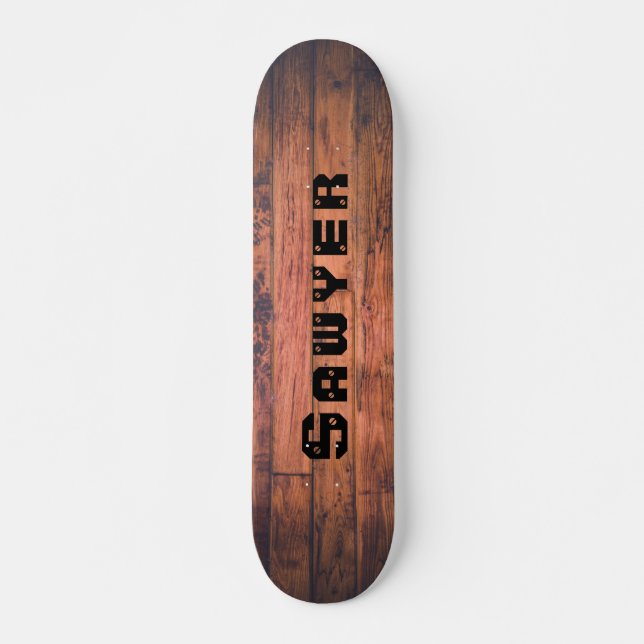 Rustikale Holzputz-Bodenplatten Personalisiert Skateboard (Vorne)