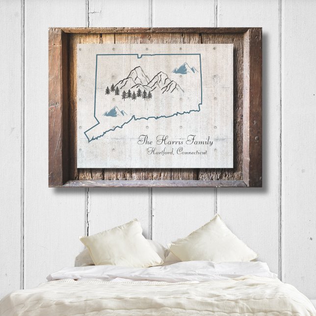 Rustikale Holzrahmen Staat Leinwand Art (Connecticut Rustic Wood-Look Canvas. It's beautiful. It's unique. And it can be personalized!)