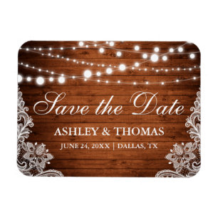 Rustikale Holzsäge leuchten Save the Date Magnet