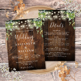 Rustikale Holzsaitenlandschaft Details Hochzeit Einladung