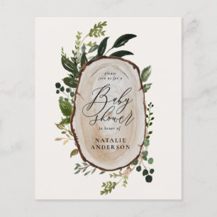 rustikale Holzscheibe Babydusche Flyer