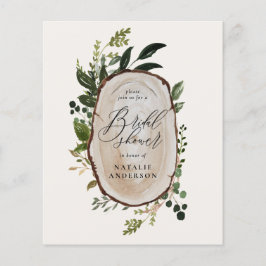 rustikale Holzscheibe Brautdusche Flyer