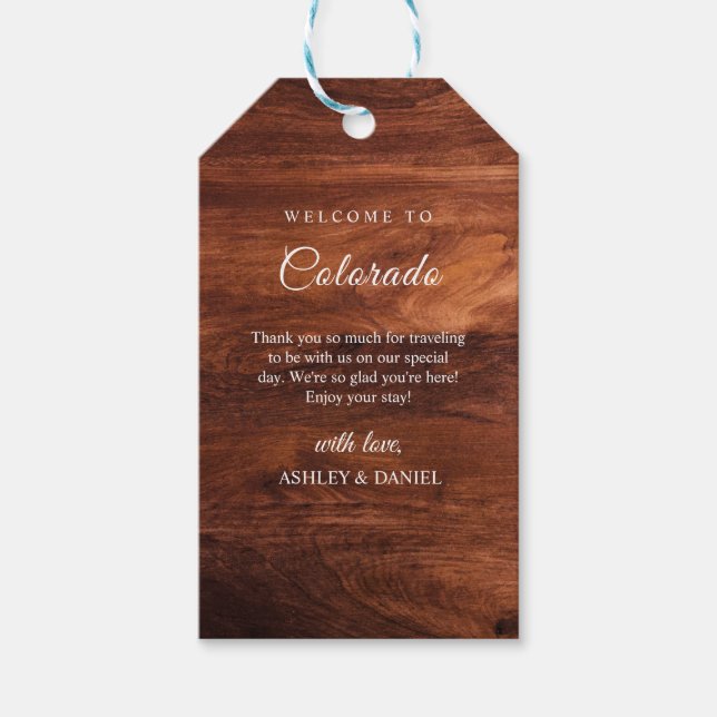 Rustikale Holzscheune Getreide Hochzeit Geschenkanhänger (Vorderseite)