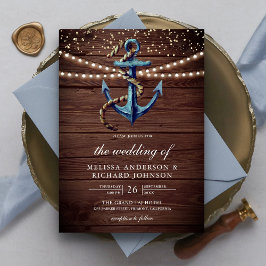 Rustikale Holzschifffahrt Navy Anchor Nautical Wed Einladung