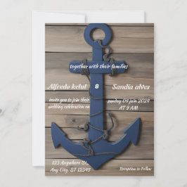 Rustikale Holzschifffahrt Navy Anchor Nautical Wed Einladung