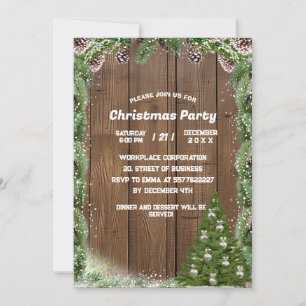 Rustikale Holzschneeflocke Winterhochzeit Einladung