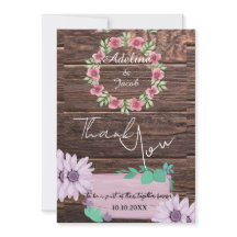 Rustikale Holzschrift Hochzeit Thankyou Card