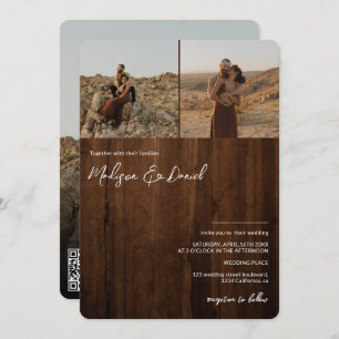 Rustikale Holzskripte Namen 3 Fotos qr Code Hochze Einladung