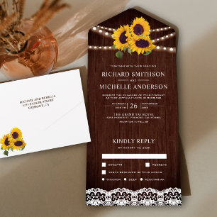 Rustikale Holzspitzen-Lichterkette Sonnenblumen-Ho All In One Einladung