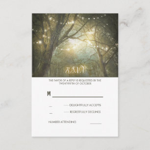Rustikale Holzstring Lights Hochzeitskarte RSVP Karte