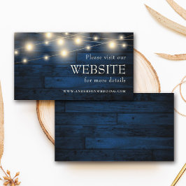 Rustikale Holzstring Lights Navy Blue Website Begleitkarte