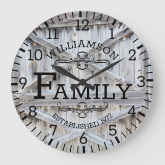 Rustikale Holzstrohtür Familienname Große Wanduhr