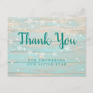 Rustikale Holzstruktur Schnur Sterne Danke Postkarte