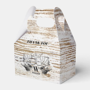Rustikale Holztextur Hirschbaum Monogramm Geschenkschachtel