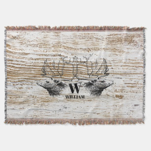 Rustikale Holztextur Hirschwald Monogram Decke
