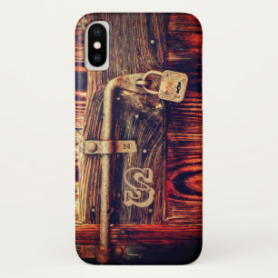 Rustikale Holztür mit antikem Messingschloss iPhone X Hülle
