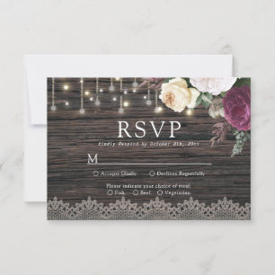 Rustikale Holzverheiratung RSVP mit Wahlmöglichkei Karte