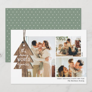 Rustikale Holzverzierung 3 Foto Collage Weihnachte Feiertagskarte