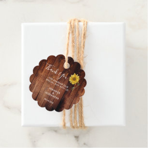Rustikale Holzwasserfarbe Sonnenblume Hochzeit Dan Geschenkanhänger