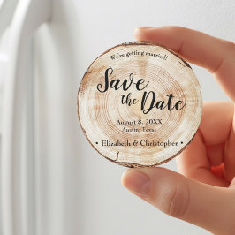 Rustikale HolzWedding Speichern Sie das Datum Pers Magnet