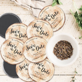 Rustikale HolzWedding Speichern Sie das Datum Pers Magnet