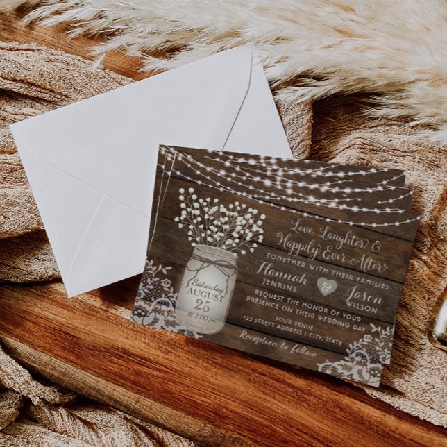 Rustikale Holzwolle Hochzeitseinladung, Mason Jar Einladung (Von Creator hochgeladen)