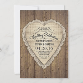 rustikale Holzwolle und Hochzeitsfeiern laden ein Einladung