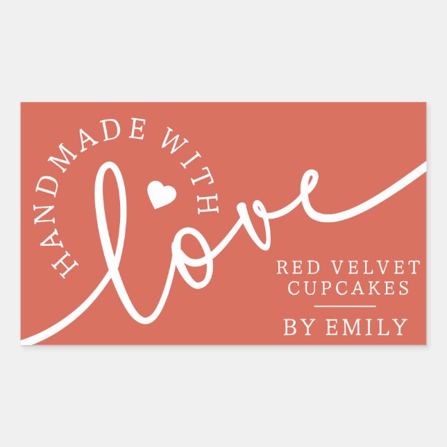 Rustikale Homemade mit Liebe Script Backwaren Rechteckiger Aufkleber (Vorderseite)