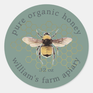 Rustikale Honigbiene Apiary Gold Honeycomb Dusty G Runder Aufkleber