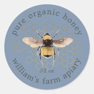 Rustikale Honigbiene Apiary Gold Honeycomb Vintag  Runder Aufkleber