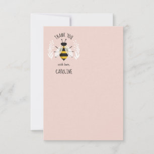 Rustikale Honigbiene Pink Flat Danke Note Card