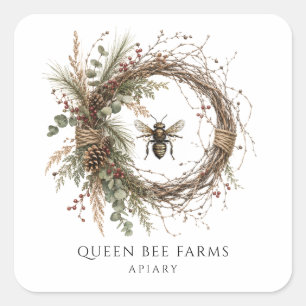 Rustikale Honigbienen-Imkerei-Produktetiketten Quadratischer Aufkleber