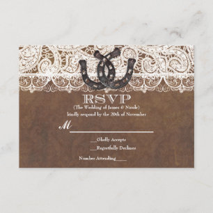 Rustikale Horseshoes & Lace Country Wedding RSVP K Karte