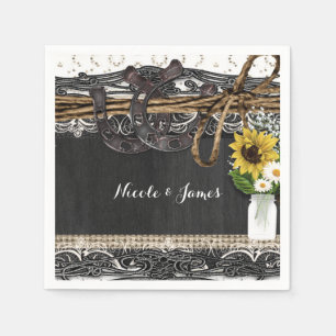 Rustikale Hufeisen & Blume Hochzeit von Neapel Serviette