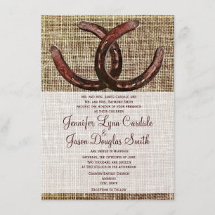 Rustikale Hufeisen Burlap Print Wedding Einladunge Einladung