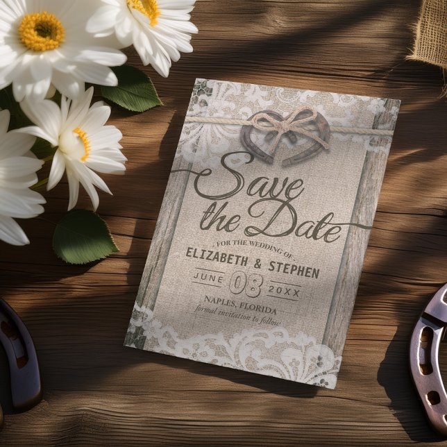 Rustikale Hufeisen-Hochzeit Save The Date (Von Creator hochgeladen)