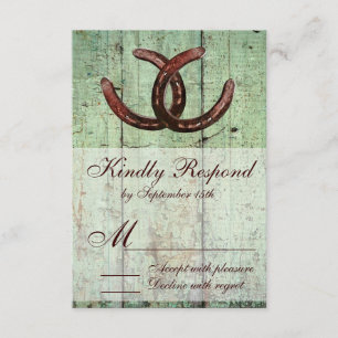Rustikale Hufeisen im Landstil Hochzeit RSVP Karte