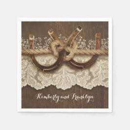 Rustikale Hufeisen Lace Wood Wedding Serviette