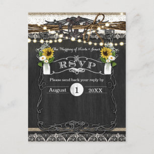 Rustikale Hufeisen- und Blumen-Hochzeit RSVP-Karte Einladungspostkarte