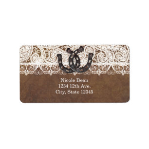 Rustikale Hufeisen und Hochzeitstempel Adressaufkleber