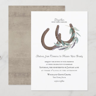 Rustikale Hufeisen und Lavendel Einladung