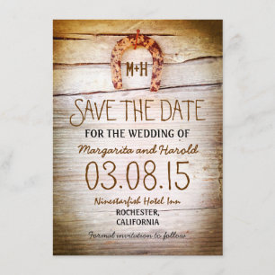 rustikale Hufeisenkarten des holzes Save the Date