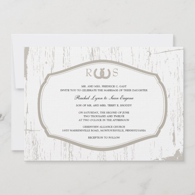 Rustikale Hufeisenverheiratung Einladung (Vorderseite)