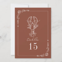 Rustikale Hummer Terracotta Wedding Tischnummer