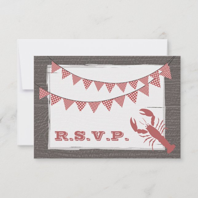 Rustikale Hummerhochzeit RSVP Karte (Vorderseite)